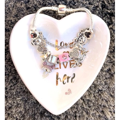 Pulseira Pandora Prata 925 com Berloques Cravejados