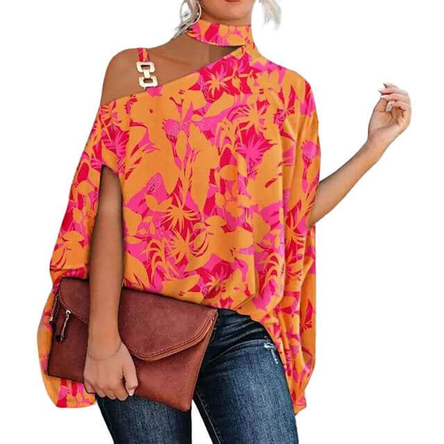 Blusa Feminina Gola Alta e Ombro Aberto - Brenda